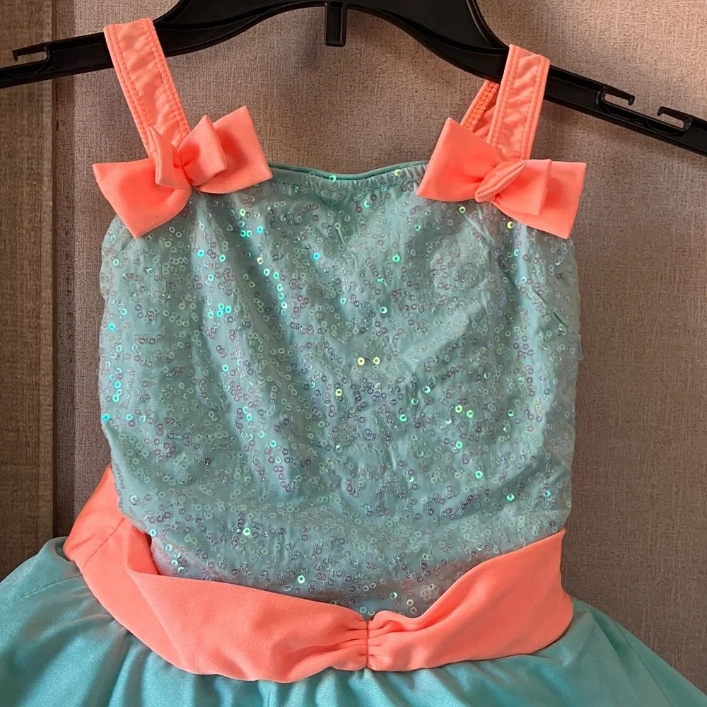 FINAL MARKDOWN Revolution Dancewear Costume in Coral and light aqua mc
